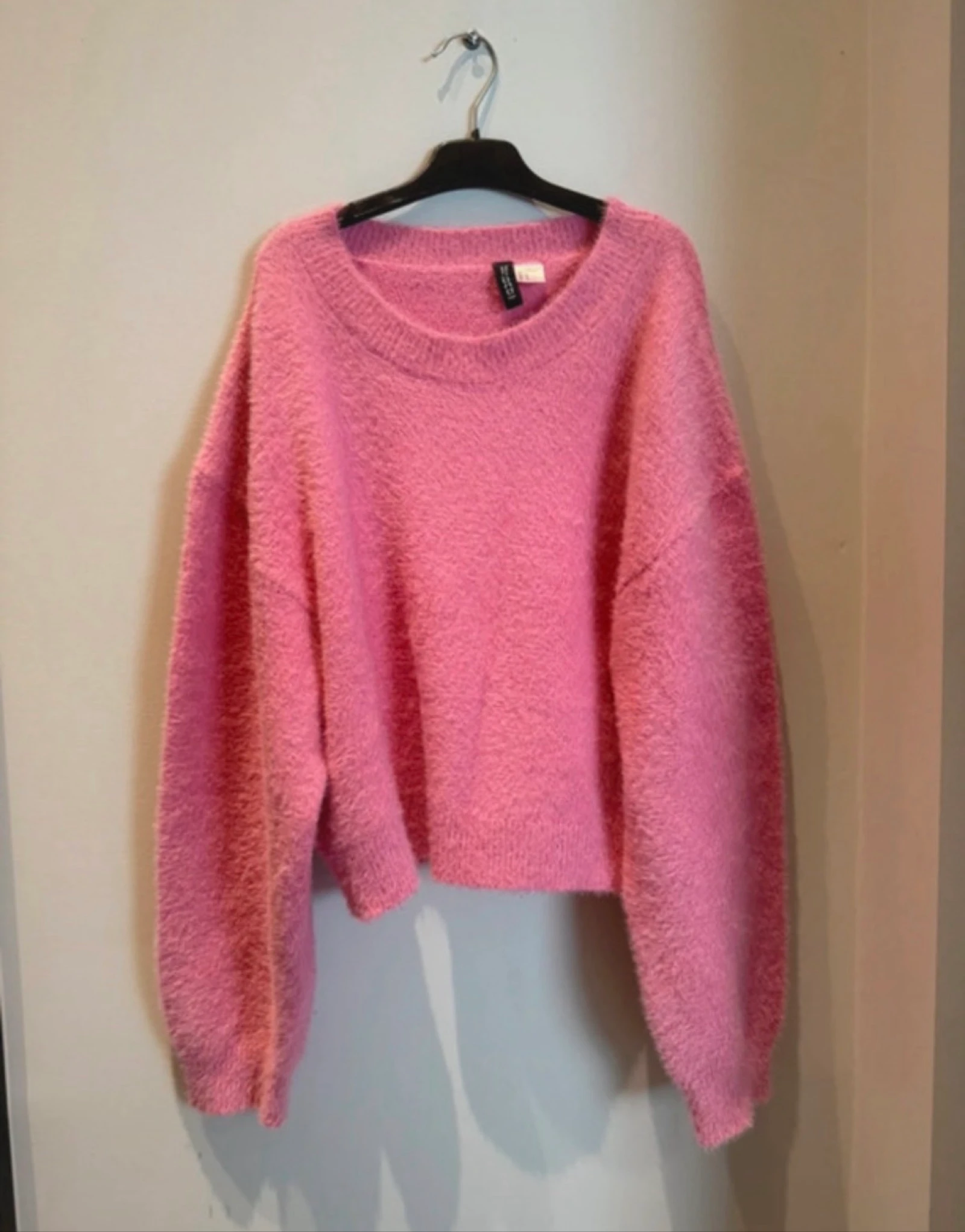 roze gebreidde pull van divided h&m